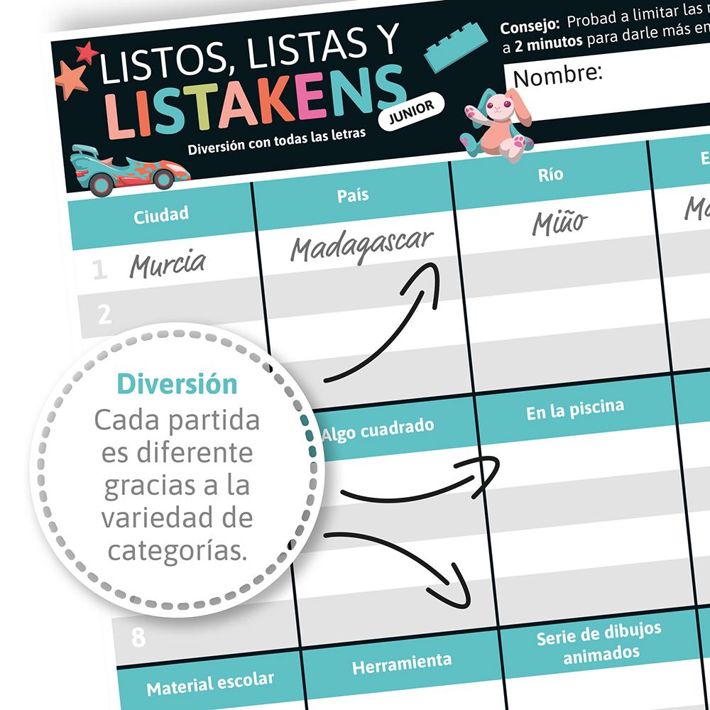 LISTOS LISTAS Y LISTAKENS JUNIOR