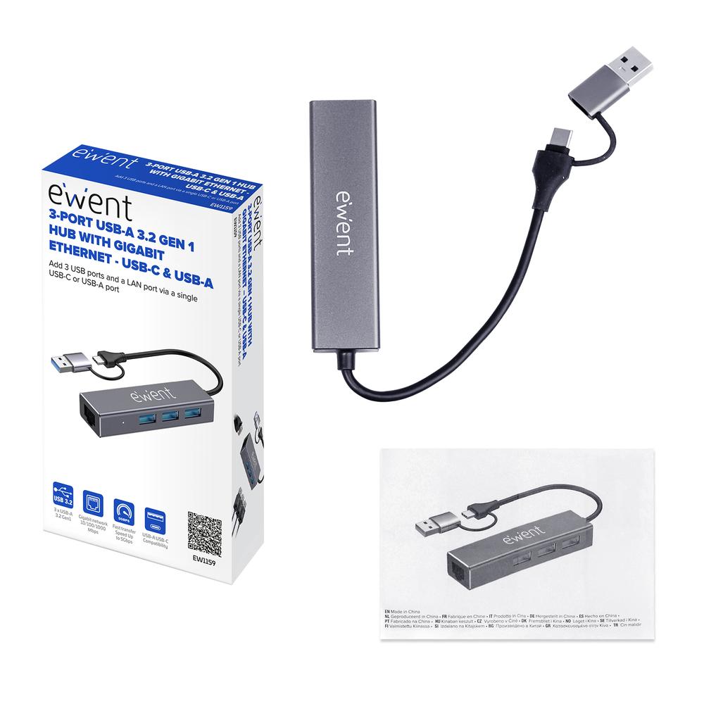 HUB EWENT EW1159 USB TIPO C / USB 3.2 4 EN 1
