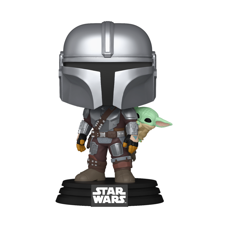 FUNKO POP STAR WARS THE MANDALORIAN CON GROGU A LA ESPALDA