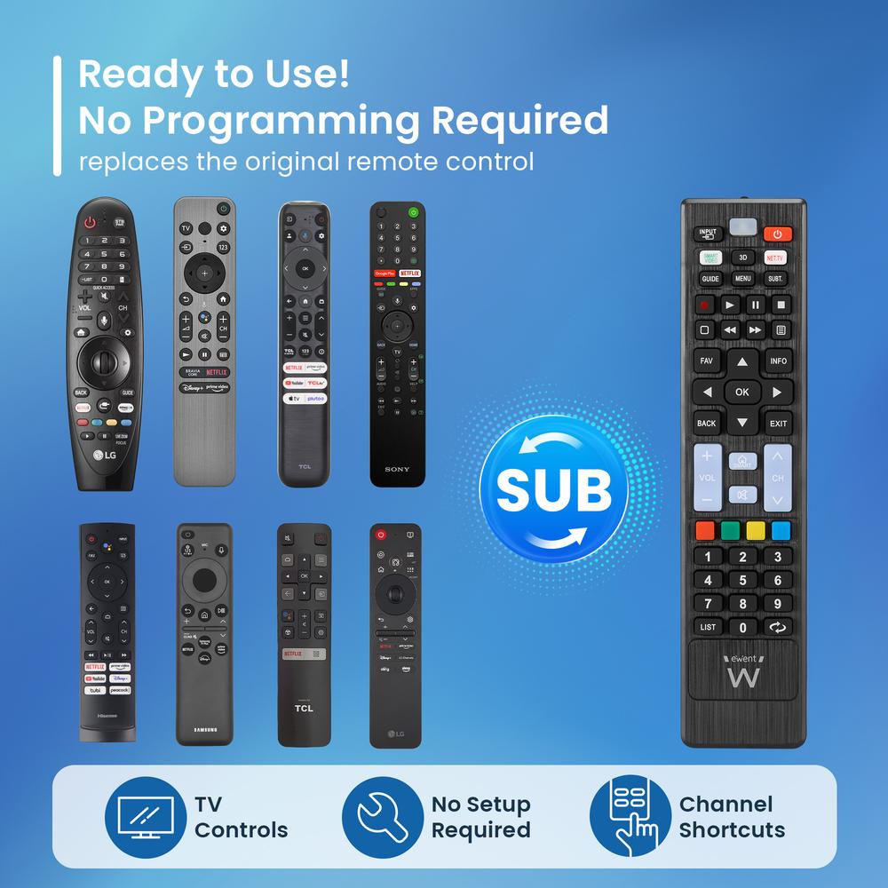 MANDO A DISTANCIA EWENT EW1577 PARA SMART TV LG/SAMSUNG/SONY/HISENSE/TCL