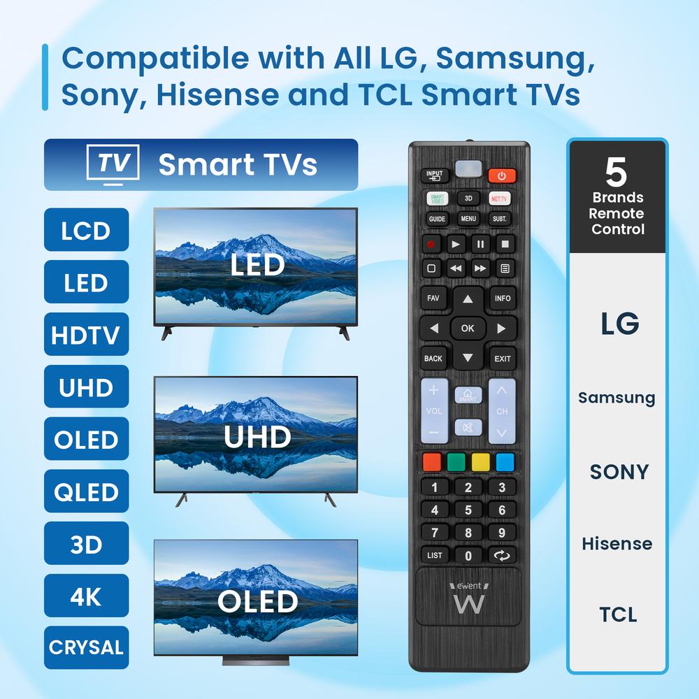 MANDO A DISTANCIA EWENT EW1577 PARA SMART TV LG/SAMSUNG/SONY/HISENSE/TCL