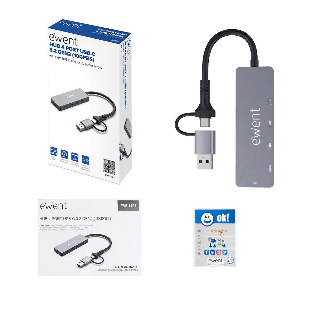 DOCKING STATION EWENT EW1151 USB TIPO C / USB 3.2 5 EN 1