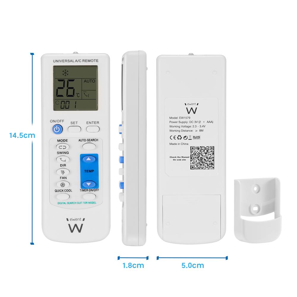 MANDO A DISTANCIA UNIVERSAL EWENT EW1579 PARA AIRE ACONDICIONADO
