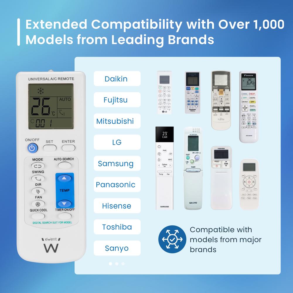 MANDO A DISTANCIA UNIVERSAL EWENT EW1579 PARA AIRE ACONDICIONADO