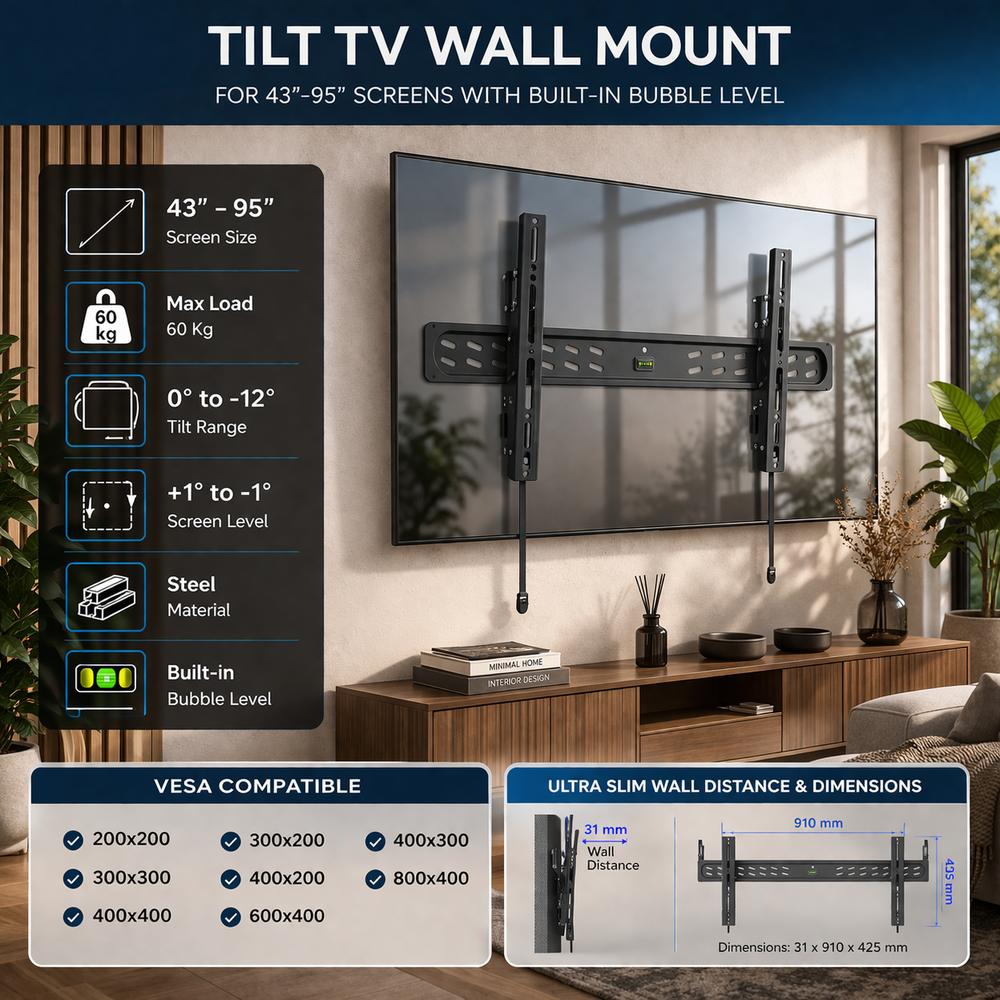 SOPORTE DE PARED EWENT VESA HASTA 95" 800X400MM MAX 60KG