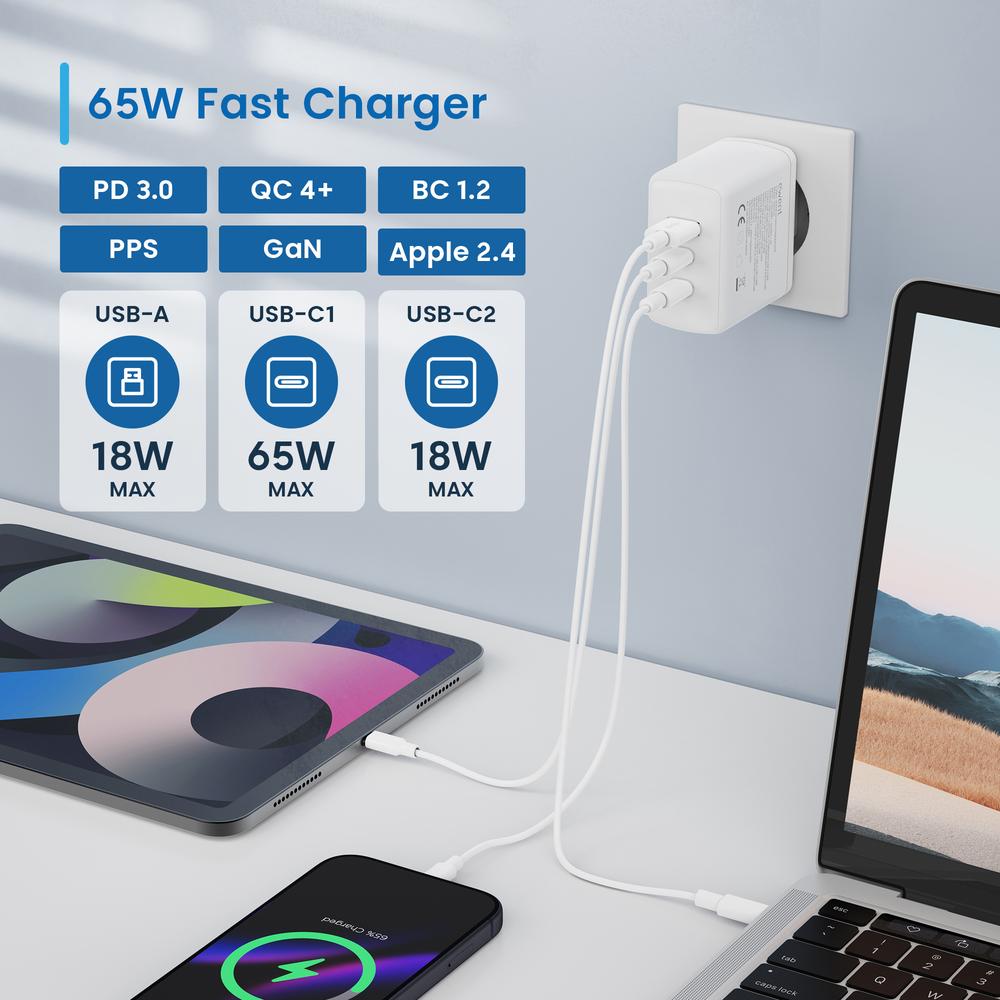 CARGADOR EWENT EW1333 95W 2X USB TIPO C / USB TIPO A