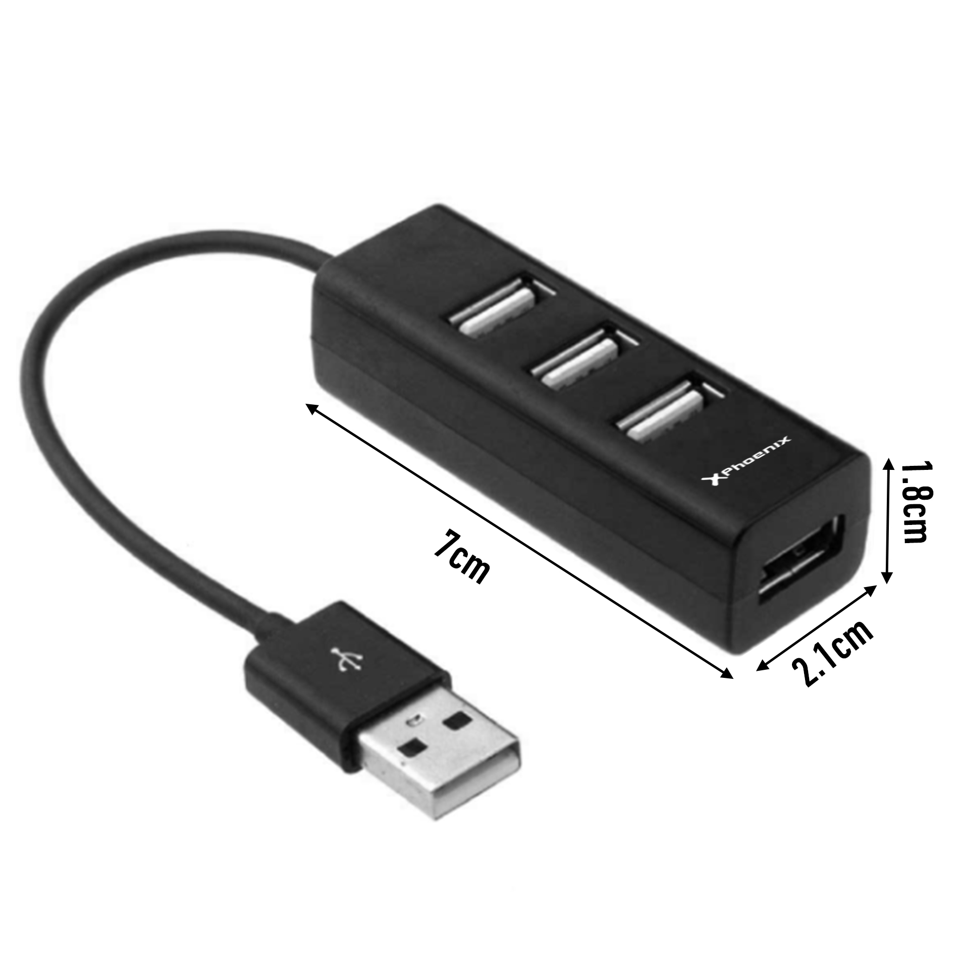 Hub USB Portatil Phoenix 4 Puertos USB 2.0 Cable Conector USB Flexible Diseño Compacto