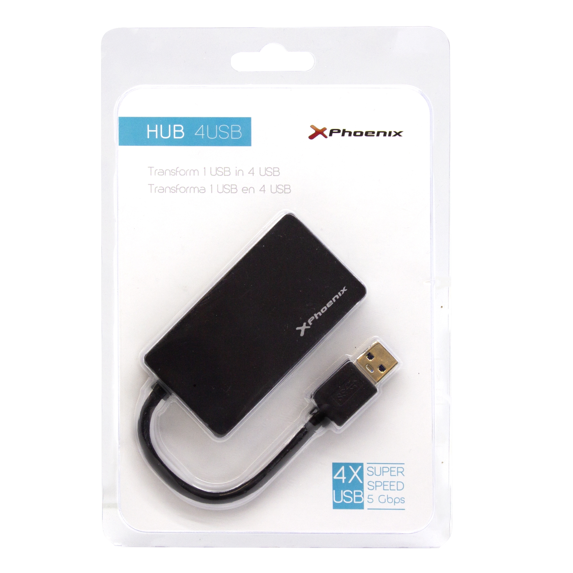 HUB PHOENIX USB 4 PUERTOS USB 3.0 PORTATIL