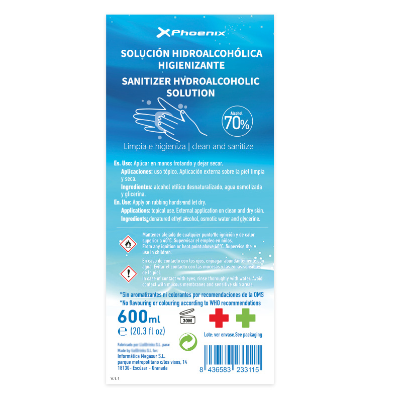 Solución hidroalcohólica 600 ml