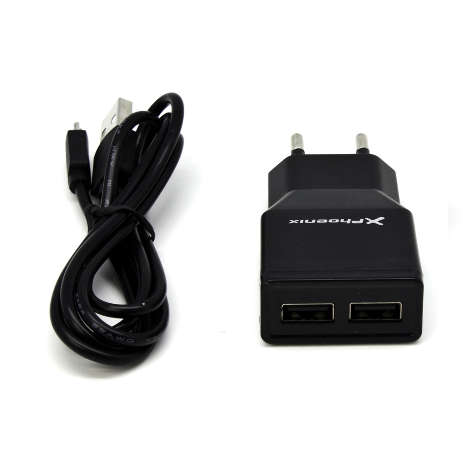 CARGADOR USB 5V 2 SALIDAS 2A CON CABLE MICRO USB