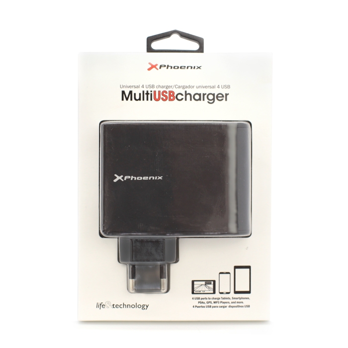 CARGADOR DE PARED 5.1V DE 4 ENTRADAS USB 2.1A