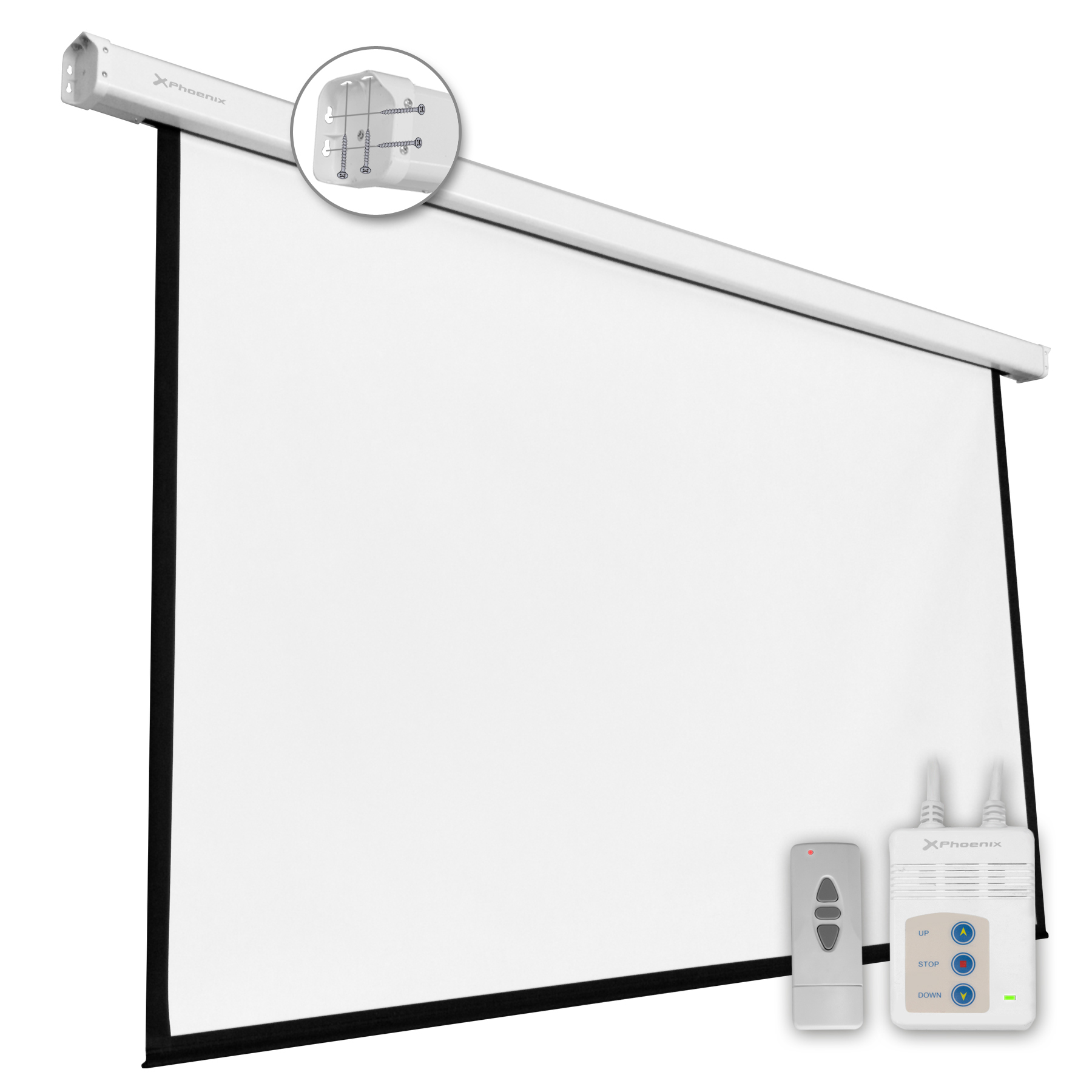 Phoenix - Pantalla Electrica Videoproyector Pared y Techo 169´´ Ratio 1:1 4:3 16:9 3m X 3m