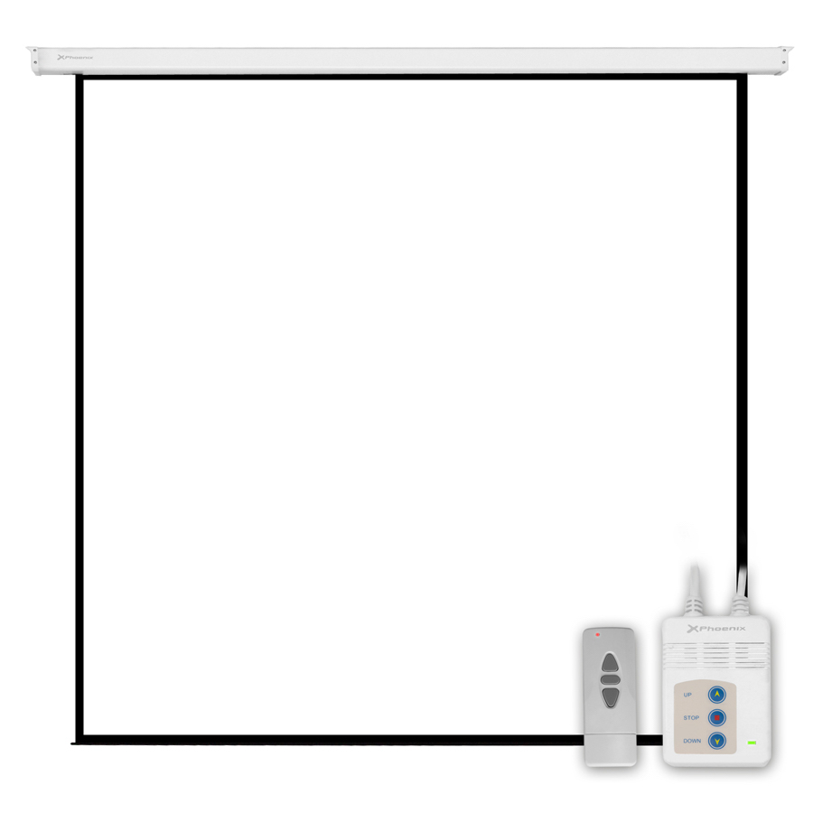 PANTALLA ELECTRICA VIDEOPROYECTOR PARED Y TECHO PHOENIX 135´´RATIO 1:1 / 4:3 / 16:9 2.4M X 2.4M POSICION ADJUSTABLE / CARCASA BLANCA / TELA SUPER RESISTENTE