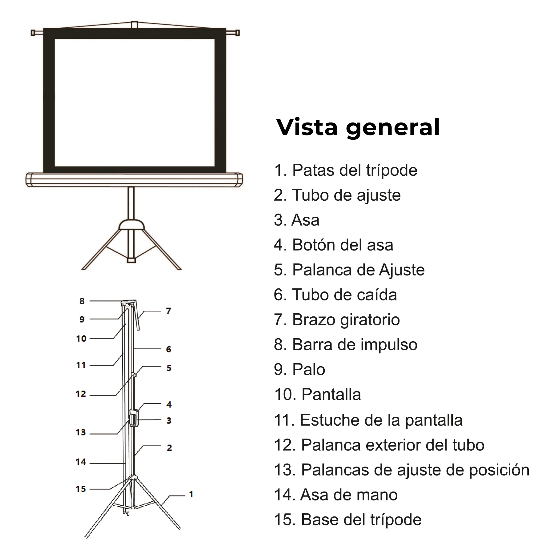 Pantalla trípode proyección 112"