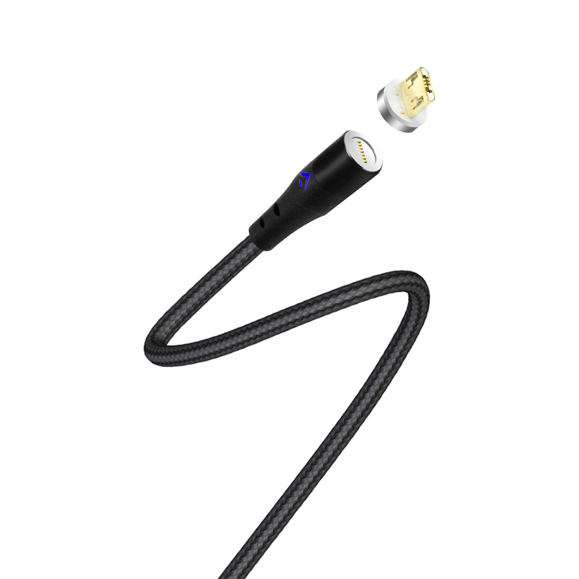 Cable de Carga Rápida 3A y Datos, Magnético, Micro USB, 1 m