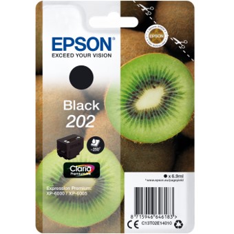 CARTUCHO TINTA EPSON C13T02E14010 SINGLEPACK NEGRO 202 CLARIA PREMIUN INK XP-6000 / XP-6005 / KIWI