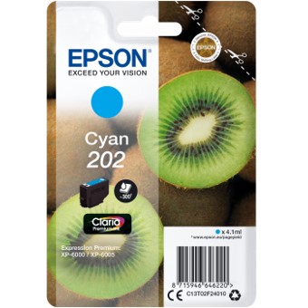 CARTUCHO TINTA EPSON C13T02F24010 SINGLEPACK CIAN 202 CLARIA PREMIUM INK XP-6000 / XP-6005 / KIWI