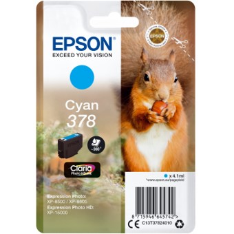 CARTUCHO TINTA EPSON C13T37824010 SINGLEPACK CIAN 378 CLARIA PHOTO HD INK XP-8500 ARDILLA
