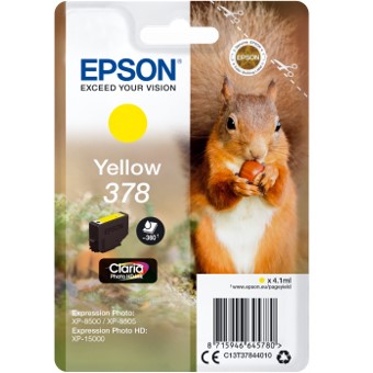 CARTUCHO TINTA EPSON C13T37844010 SINGLEPACK AMARILLO 378 CLARIA PHOTO HD INK XP-8500 ARDILLA