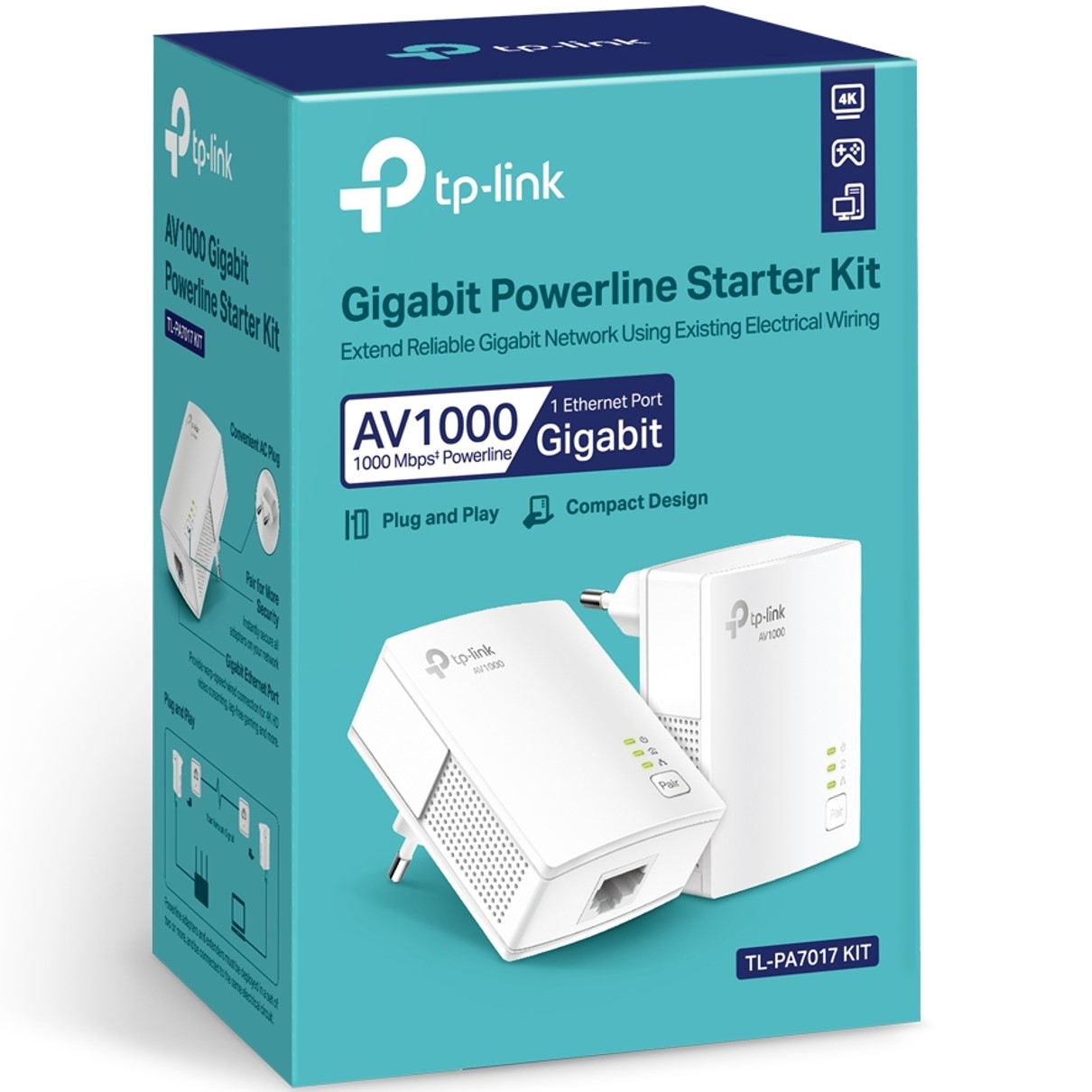 KIT DE ADAPTADORES POWERLINE TP-LINK TL-PA7017 KIT GIGABIT AV1000