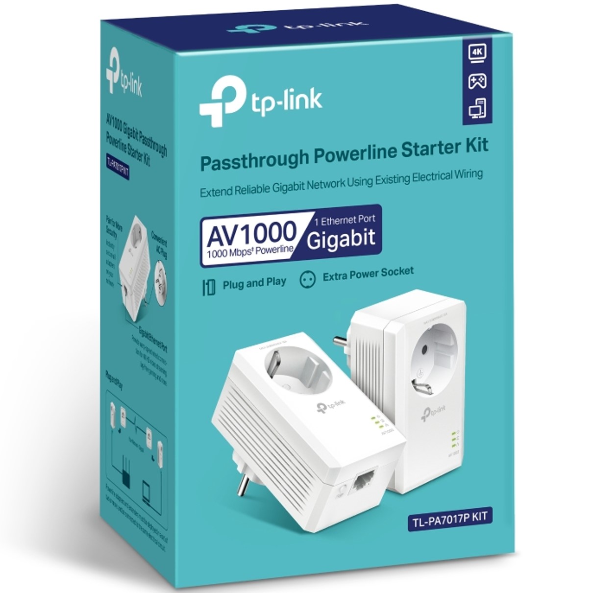 KIT DE ADAPTADORES POWERLINE TP-LINK TL-PA7017P KIT GIGABIT AV1000