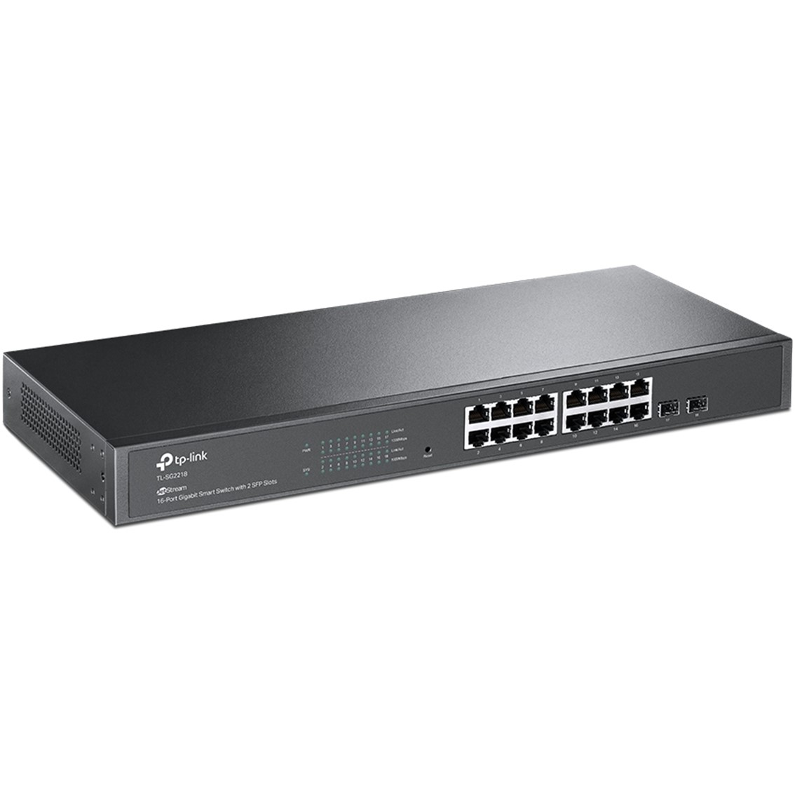 SWICHT TP-LINK 16 PUERTOS 10/100/1000MBPS CON 2 PTOS SFP GESTIONABLE RACK 19"
