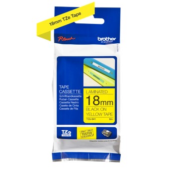 CINTA LAMINADA BROTHER TZe641 TEXTO NEGRO SOBRE FONDO AMARILLO