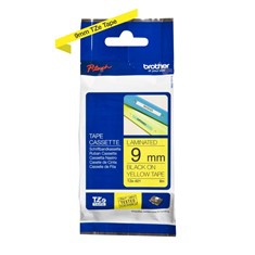 CINTA LAMINADA BROTHER TZE621 9MM x 8M NEGRO SOBRE FONDO AMARILLO