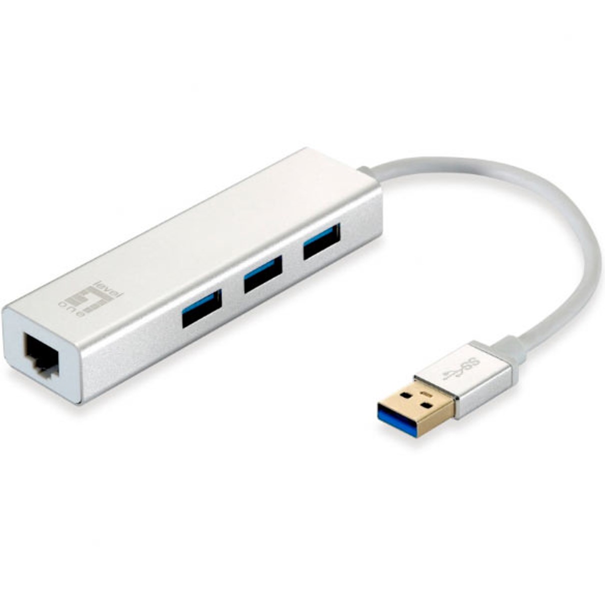 ADAPTADOR USB 3.0 LEVEL ONE A GIGABIT ETHERNET RJ45 + HUB 3.0 3 PUERTOS