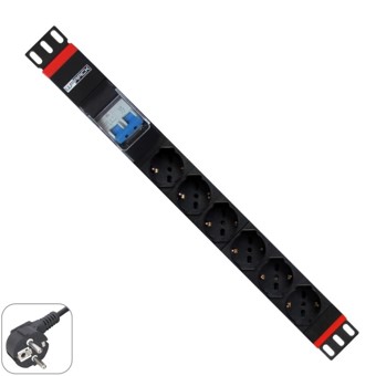 REGLETA RACK WP 1U 6 ENCHUFES SCHUKO CON MAGNETOTERMICO
