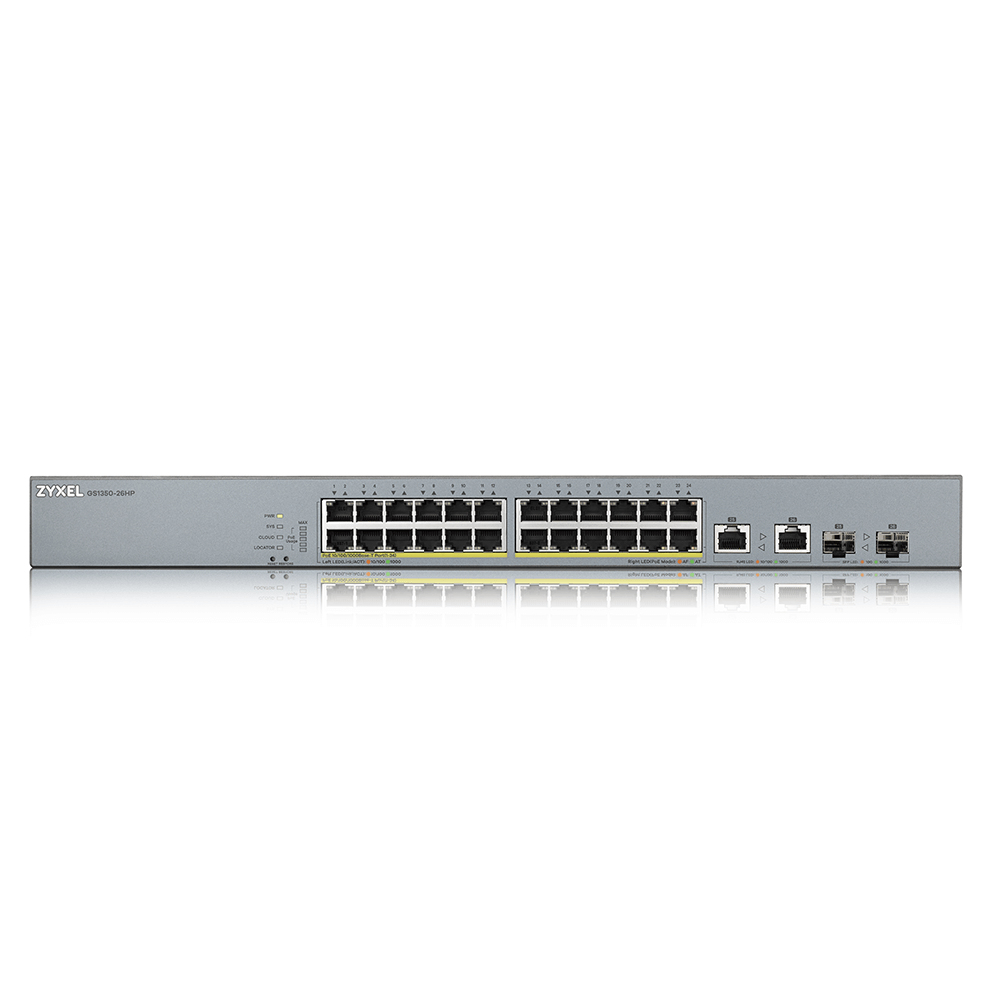 SWITCH 26 PUERTOS ZYXEL GS1350-26HP-EU0101F 24xGB PoE 2xSFP 375W