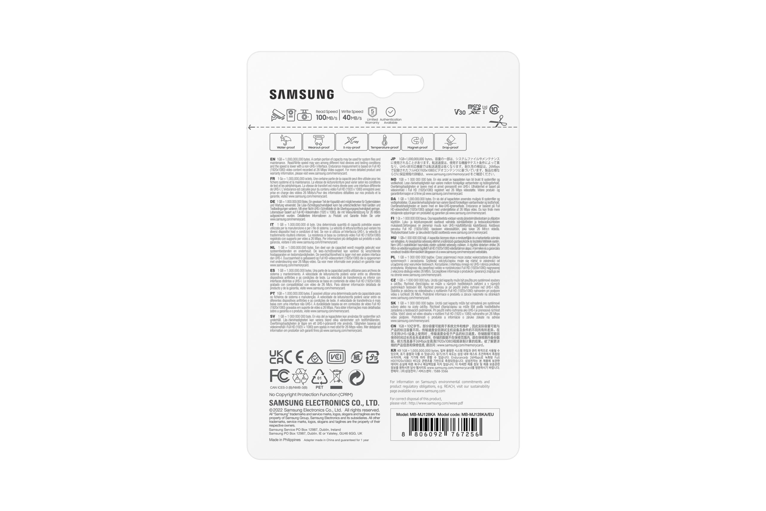 TARJETA MEMORIA MICRO SD SAMSUNG 128GB PRO ENDURANCE CLASE 10 C-A