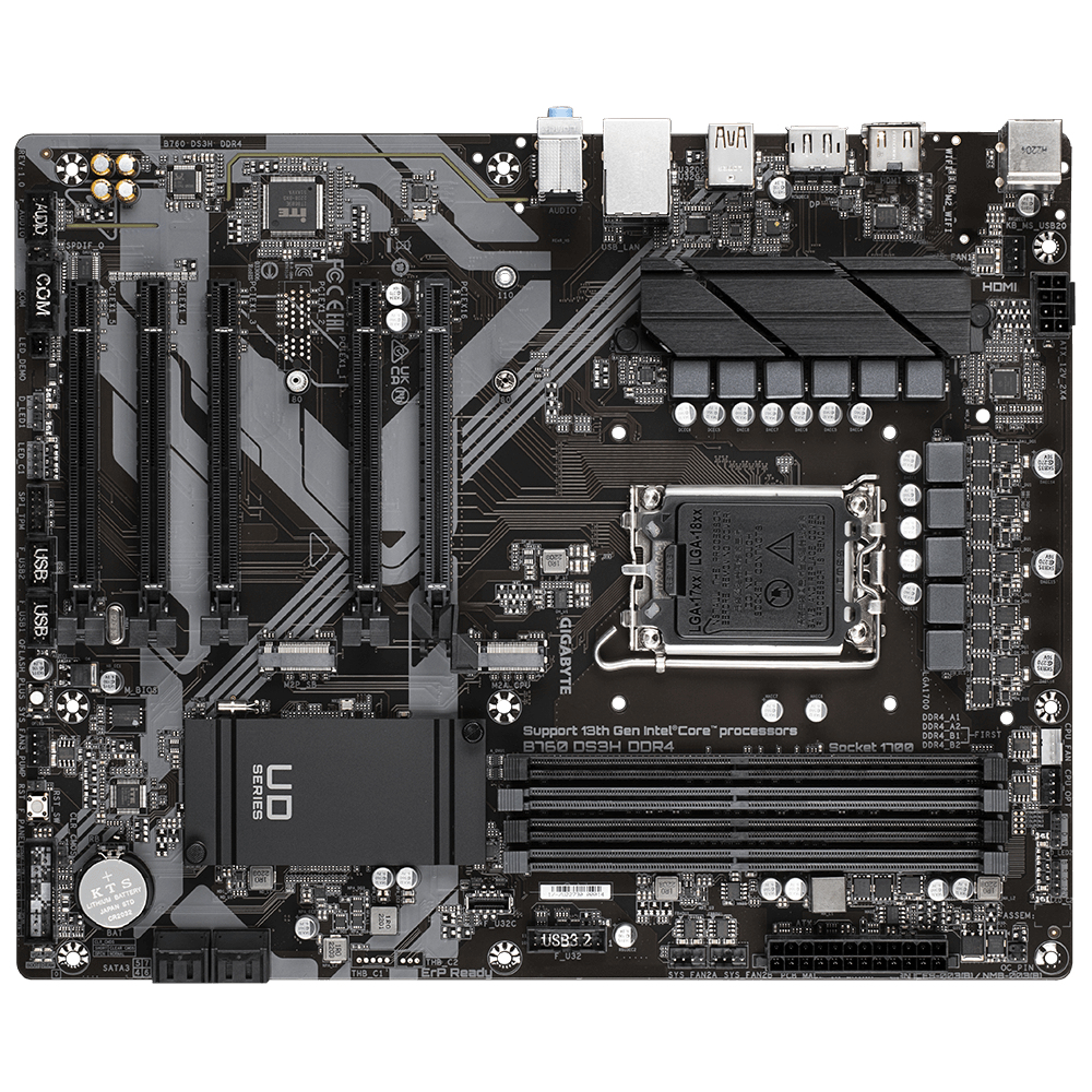 PLACA BASE GIGABYTE B760 DS3H 1700 ATX/ 4 X DDR4/ 4 X SATA/ 1 X DP/ 1 X HDMI/ 4 X USB 2.0/ 1 X USB 3.2/ 1 X USB TIPO C