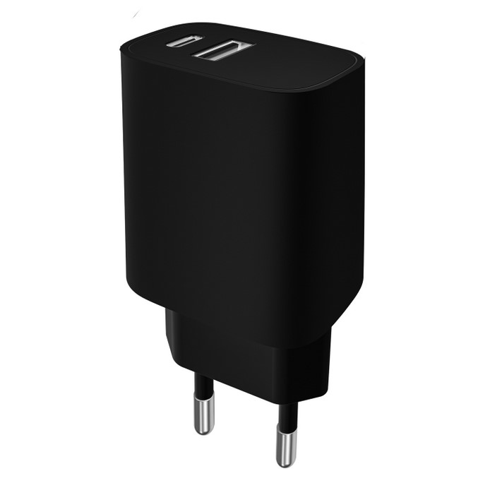 CARGADOR DE PARED LEOTEC 20W CARGA RAPIDA 1 USB TIPO-C PD 1 USB-A NEGRO