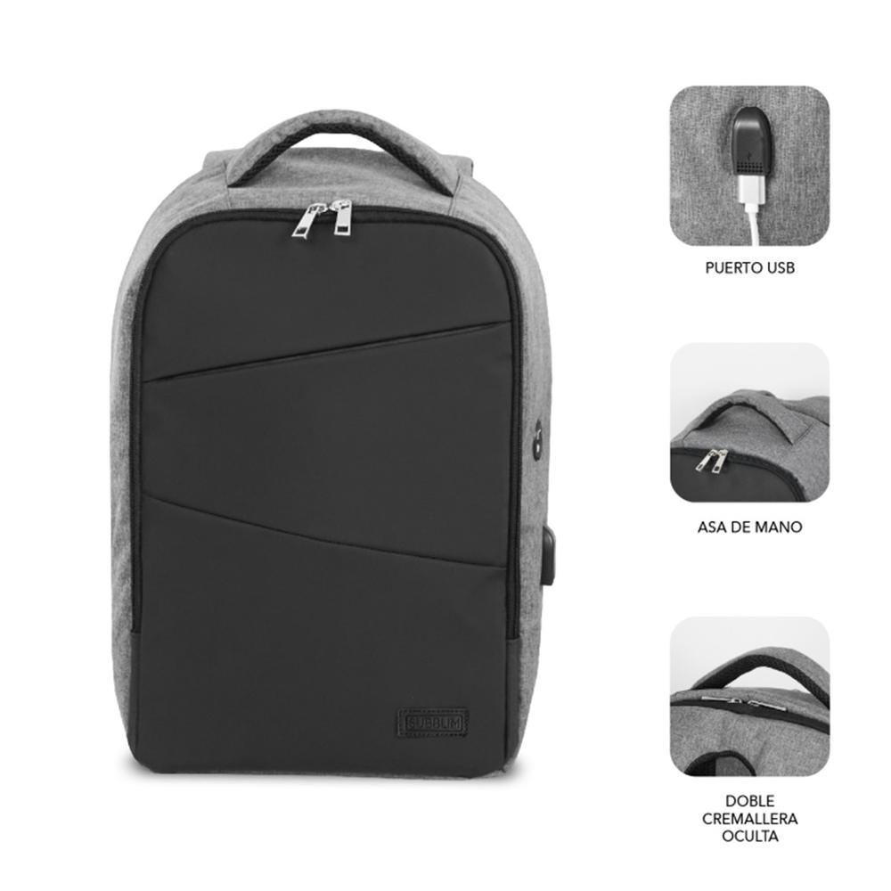 MOCHILA PARA PORTATIL SUBBLIM SECURE V2 AP 16" NEGRO/GRIS