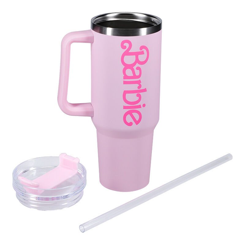 VASO TERMO CON PAJITA PALADONE BARBIE LOGO XL 1200 ML