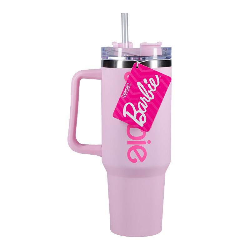 VASO TERMO CON PAJITA PALADONE BARBIE LOGO XL 1200 ML