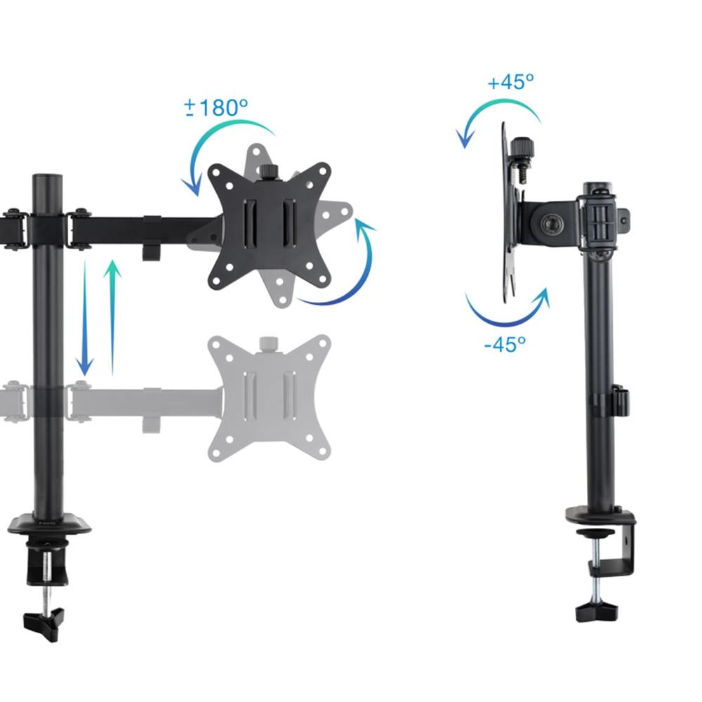 SOPORTE MESA TOOQ HASTA 27" VESA 100 X 100 MAX 8KG/BRAZO