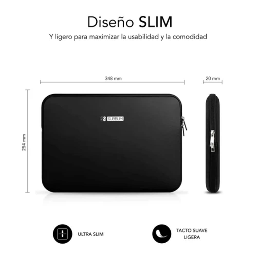 FUNDA SUBBLIM BUSINESS LAPTOP SLEEVE NEOPRENE V2 PARA PORTATIL 15.6" NEGRO