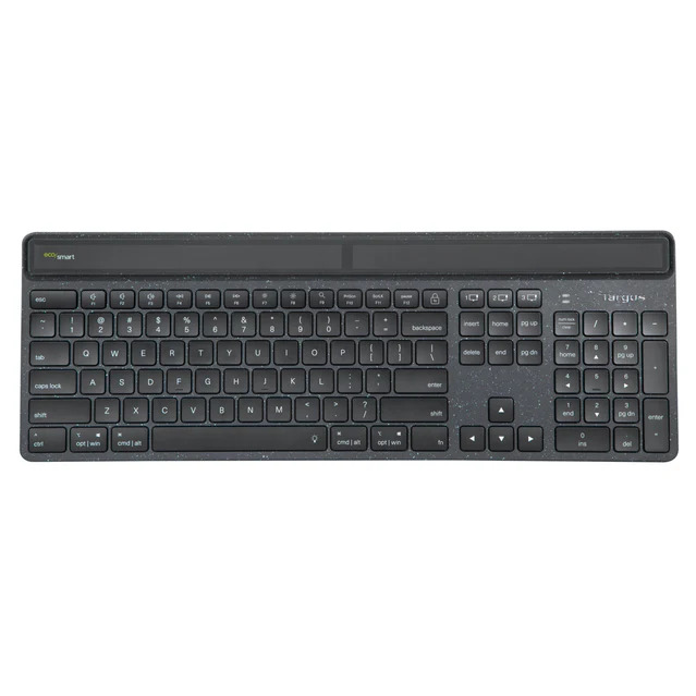 TECLADO INALAMBRICO TARGUS AKB868ES ECOSMART SOLAR KEYBOARD ANTIMICROBIANO BLUETOOTH FULL SIZE USB-C NEGRO