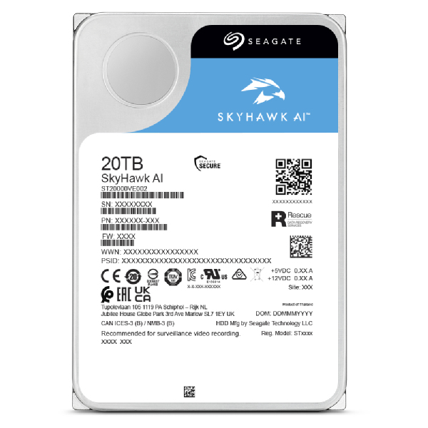 DISCO DURO INTERNO HDD SEAGATE SKYHAWK AI ST20000VE003 20TB 3.5" 512MB SATA 6GB/S