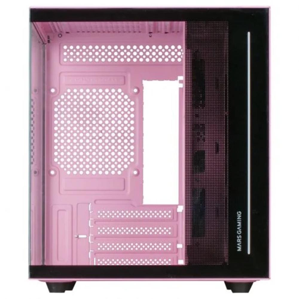 CAJA ORDENADOR MARS GAMING MCVIEWP MATX CRISTAL TEMPLADO ROSA