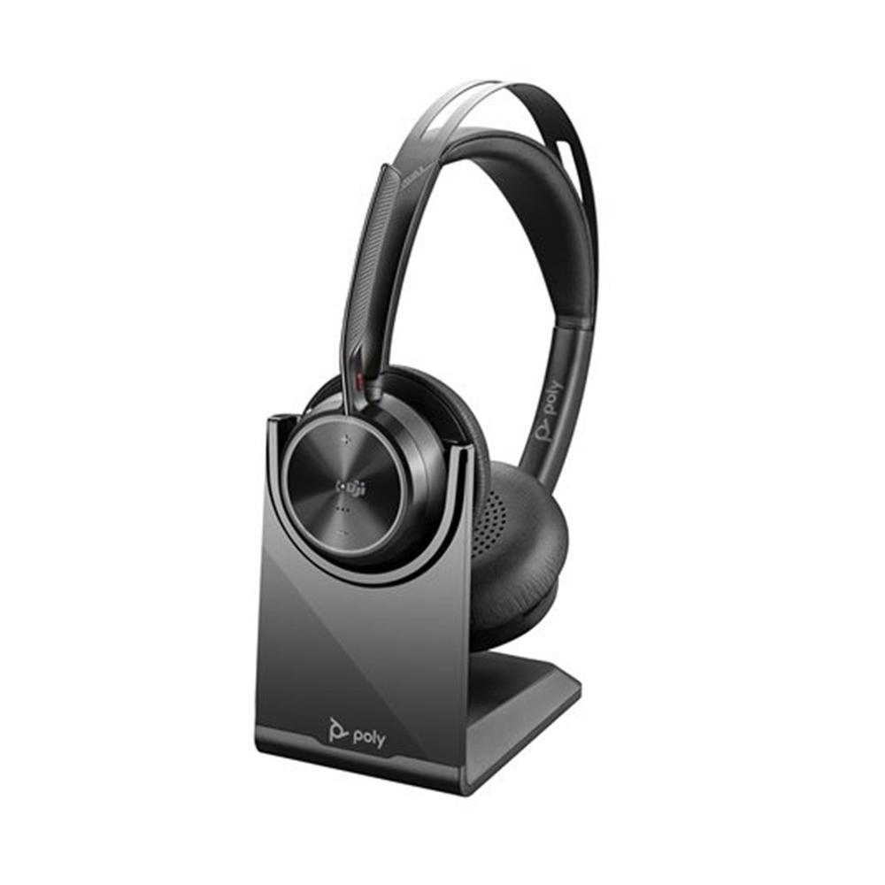 Auriculares Poly Voyager Focus 2 USB-C-C con certificación Microsoft Teams + adaptador USB-C/A + base de carga