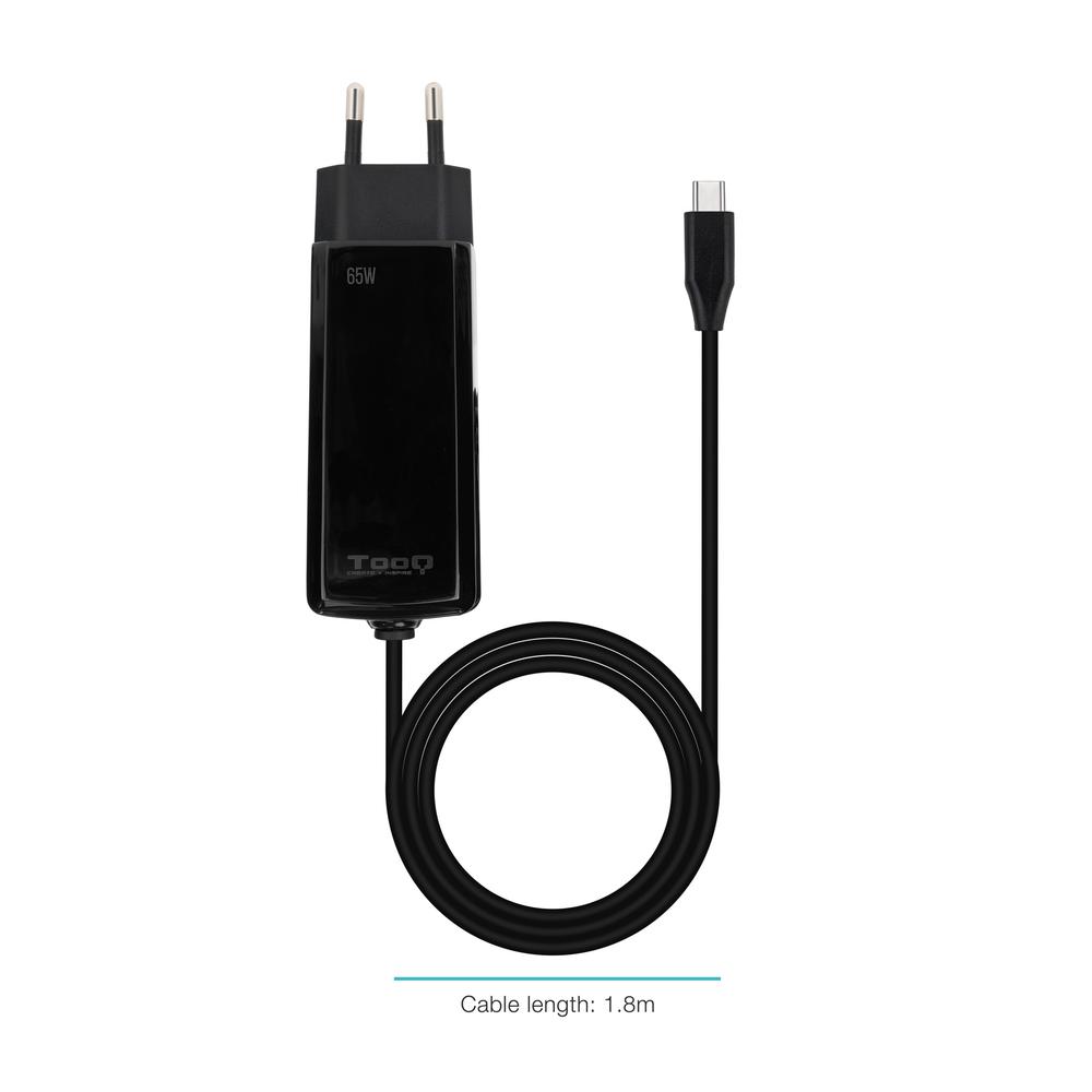 CARGADOR DE PARED TOOQ TQLC-USBCGAN65PD-C 65W USB TIPO C NEGRO