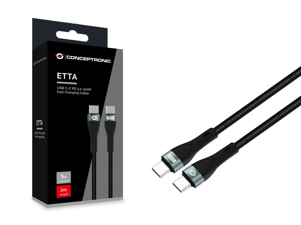 CABLE USB-C CONCEPTRONIC  MACHO - MACHO 2M PD 3.0 100W 20V 5A 480MBPS E-MARK