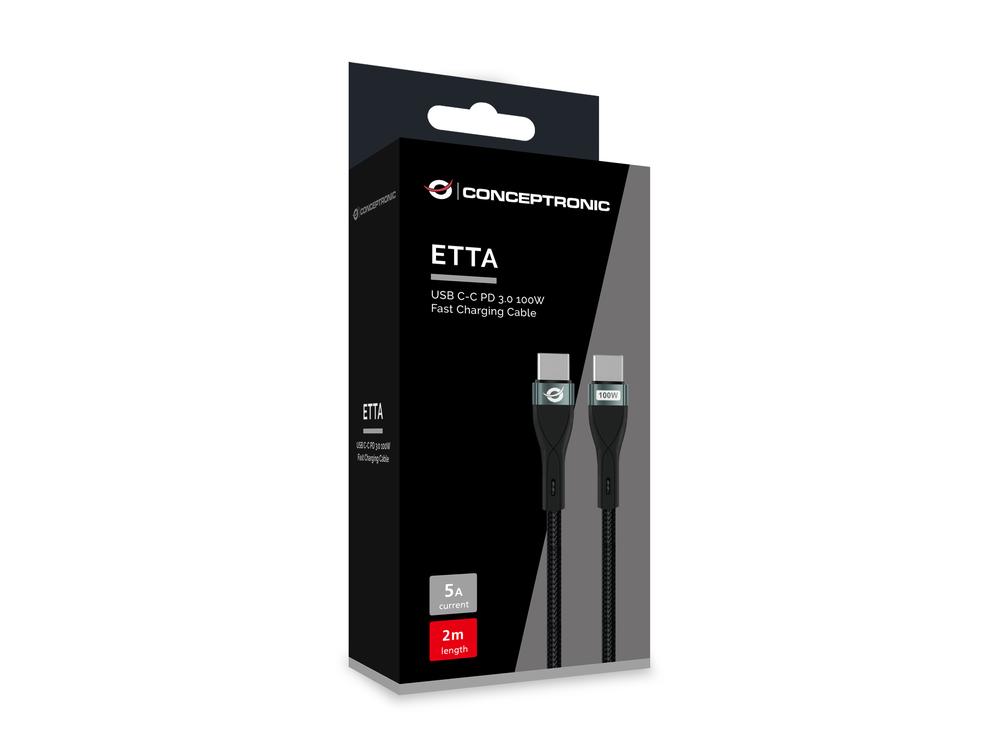 CABLE USB-C CONCEPTRONIC  MACHO - MACHO 2M PD 3.0 100W 20V 5A 480MBPS E-MARK