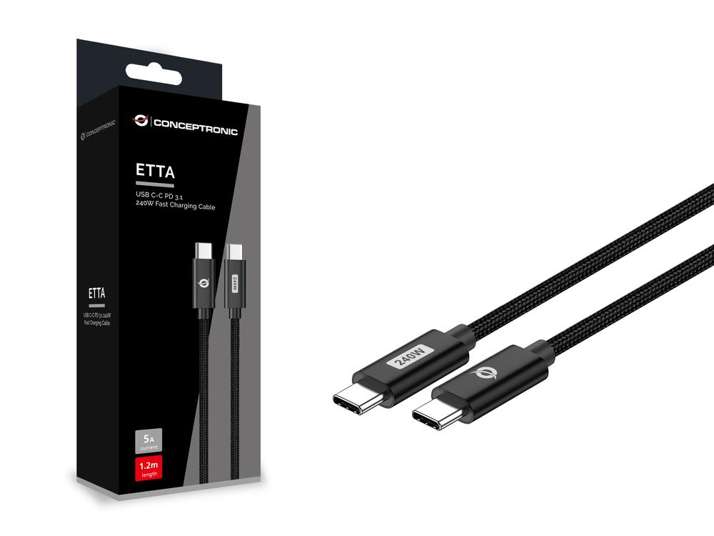 CABLE USB-C CONCEPTRONIC MACHO - MACHO 2M PD 3.1 240W 48V 5A 480MBPS E-MARK