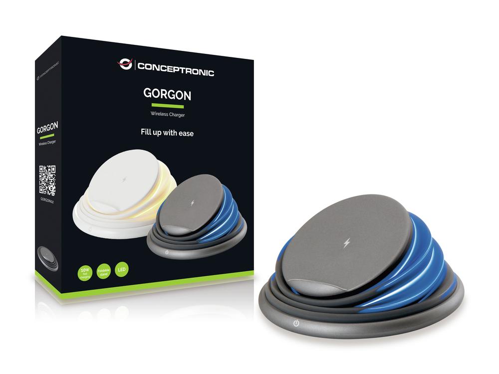 CARGADOR INALAMBRICO CONCEPTRONIC GORGON02G QI 10W GRIS