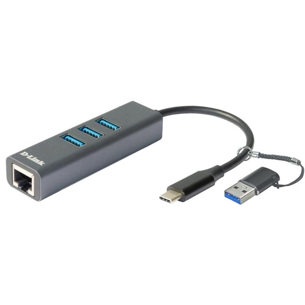 HUB D-LINK USB TIPO C + ADAPTADOR USB 3.0 4 EN 1