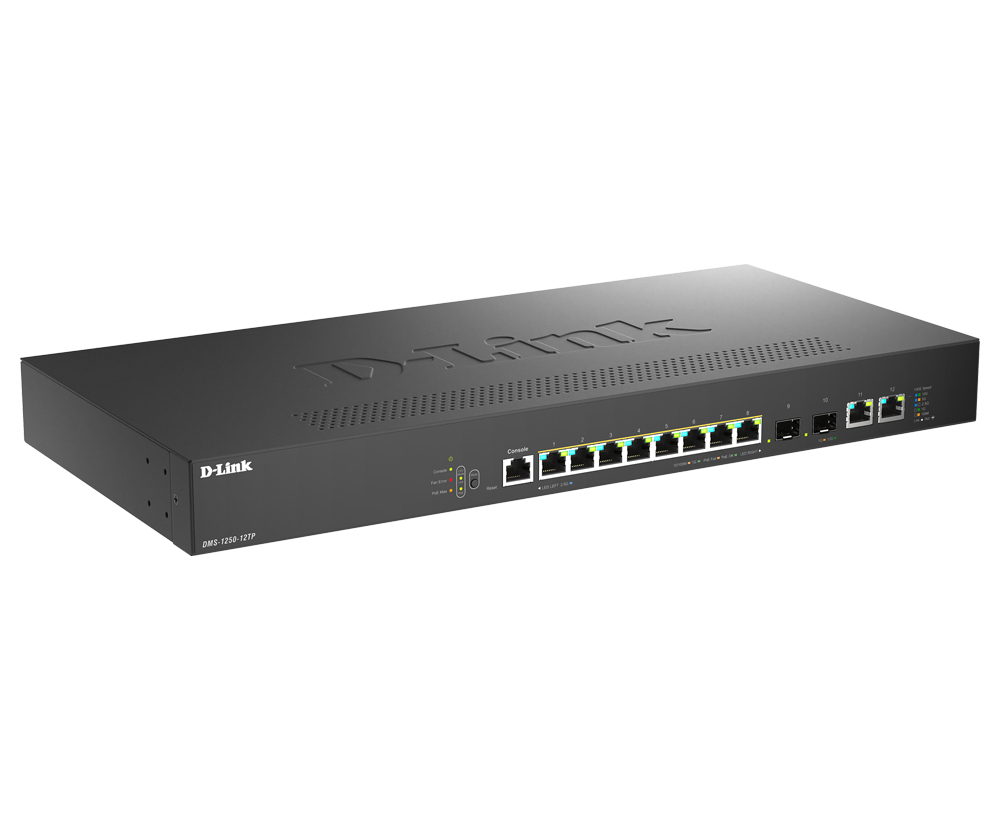 SWITCH GESTIONABLE D-LINK DMS-1250-12TP 8X MULTIGIGABIT 2.5G POE+ 2 x 10G + 2 x 10G SFP+ 240W